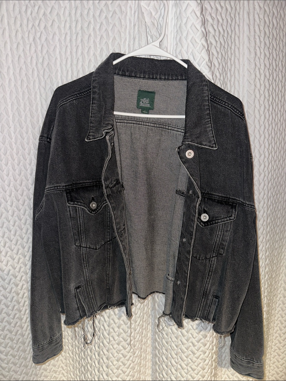 Washed Black Cropped Denim Jacket